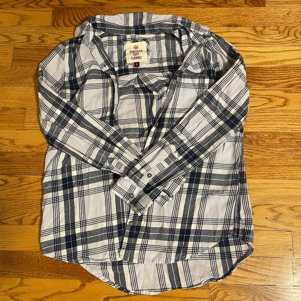 blue flannel from SO; size small (runs a little small)